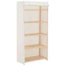 Wood Fabric Canvas Wardrobe with Hang Rail Shelving Clothes Storage Cupboard AU