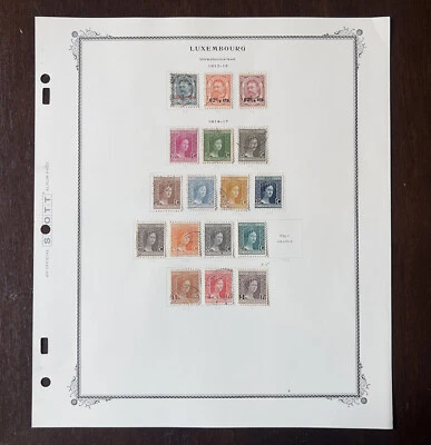 SELLOS DE LUXEMBURGO 1912-1917 #94-111 (Menos 108) DUQUE WILLIAM IV SURCH. ADELAIDA Foto 1 de 4