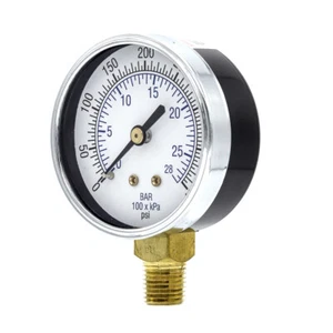 Dry Lower Mount Pressure Gauge with 2.5" Dial, 0-400 PSI, 1/4" Male NPT - Picture 1 of 7