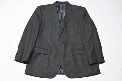 Blazer chaqueta abrigo deportivo Stafford 48R azul marrón a cuadros franela para hombre Foto 1 de 4