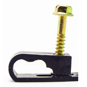 Aska CX-2B Screw-In Dual RG6 Cable Clips (100-Pack | Black) - Picture 1 of 2
