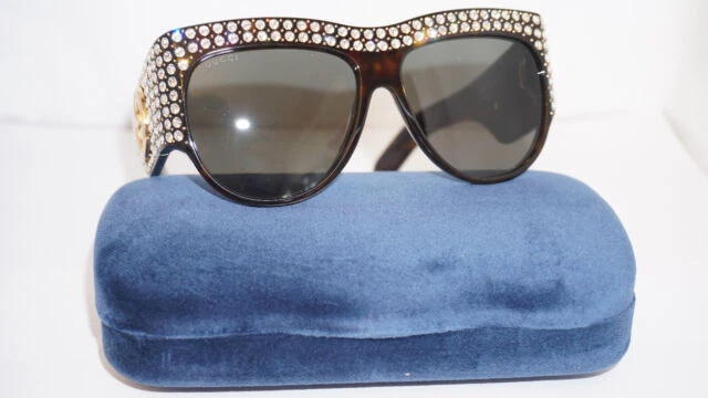 Gucci Havana Women's Oval Sunglasses - GG0144S