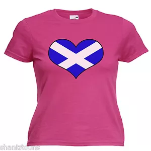 Scotland Scottish Love Flag Ladies Lady Fit T Shirt 13 Colours Size 6 - 16  - Picture 1 of 11