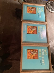 Three 8x10 Needlecraft Frames Only Walnut Finish Solid Oak Wood Vtg - Picture 1 of 9