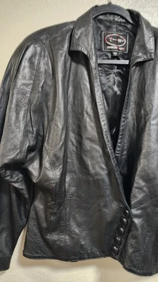 Vintage Y2K Womens Tannery West Black Leather Jacket Peplum Moto Soft Clean Sz L - Image 1 of 4