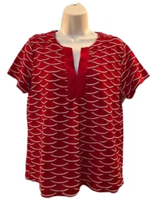 Top Kim Rogers Talla PL Rojo/Blanco Tejido Manga Corta Para Mujer Pequeño - Imagen 1 de 5