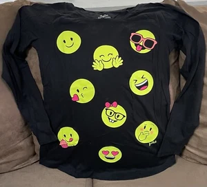 JUSTICE POSITIVE EMOJI VIBES L/S TEE SZ 20 BLACK SUPER CUTE!! - Picture 1 of 3