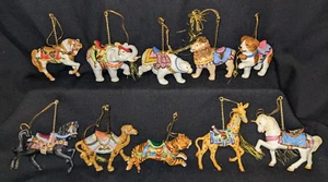 10 PC Vintage 1989 Lenox Carousel Animal Porcelain Christmas Ornaments Set Lot - Picture 1 of 16