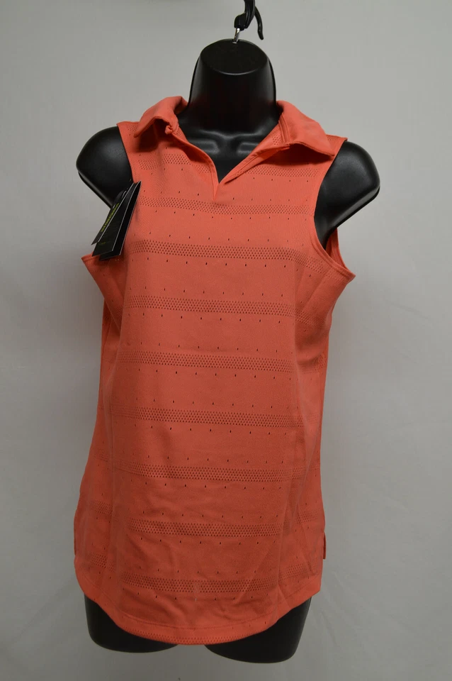 Nike Dri-FIT Ace Women's Sleeveless Stripe Ace Golf Polo Size Small Coral