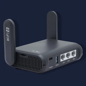 GL-AXT1800 Slate AX Przenośny router podróżny, Wi-Fi 6, VPN, USB3.0, gniazdo TF - Zdjęcie 1 z 5