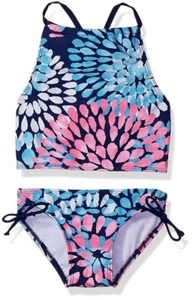 Okanu Big Girls' Daisy Beach Sport Halter Tankini, Daisy Navy, Size 8.0 NWT - Picture 1 of 4