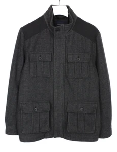 TOMMY HILFIGER Jacket Men's XL Wool Blend Lined Mock Neck Regular Black - Picture 1 of 16