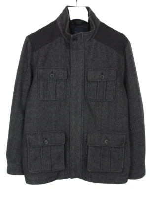 TOMMY HILFIGER Jacket Men's XL Wool Blend Lined Mock Neck Regular Black - Image 1 of 4