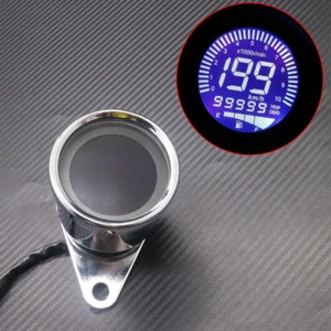 New Chrome 4 In 1 Retro LED LCD Tachometer Speedometer Fuel Level Gauge Odometer - Imagen 1 de 7