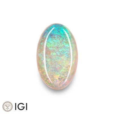 IGI Certified AUSTRALIA White Opal 4.64 Ct. Natural Untreated OVAL Play of Color - Image 1 of 4
