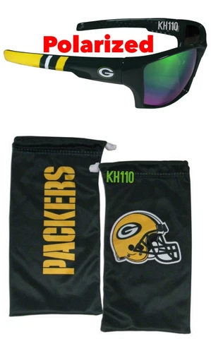 Green Bay Packers NFL Polarized Wrap Sunglasses w/Microfiber bag Cover