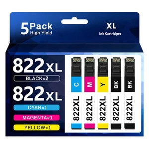 Cartucho de tinta 5x 822XL T822XL para Epson Workforce Pro WF-3820 WF-4820 WF-4833 - Imagen 1 de 7