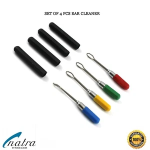 4er Set Ohrenreiniger bunt + Schutzkappe Ohrlöffel Ohren Pflege klein 6 cm - Bild 1 von 8
