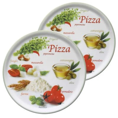 2er Set Pizzateller Napoli Green Ø 33,8 cm Servier-Platte XL-Teller Porzellan - Bild 1 von 2