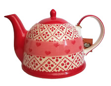 Marken Keramik Teekanne Herz Love rot 1,5 Liter Lieblingstee Mittagspause (B1)