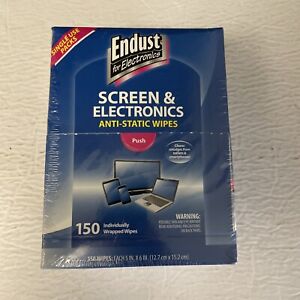 Endust Electronic Screen Wipes, Anti-Static, 5"Wx6"L 150/Pk Blue #14316 Sealed