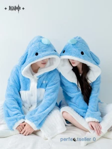Genshin Impact Tartaglia Whale Pajamas Sleepwear Blue Winter Unisex Xmas Present - Picture 1 of 13