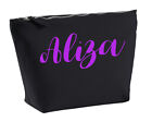 Aliza Personalised Make Up Toiletriy Bag In Black Colour Purple Makeup