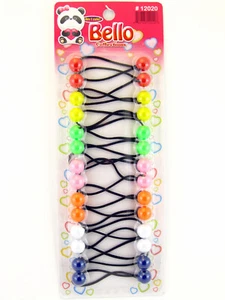 BELLO TWINBEAD PONYTAIL ELASTICS - ASSORTED COLORS - 14 PCS. (12020) - Picture 1 of 1
