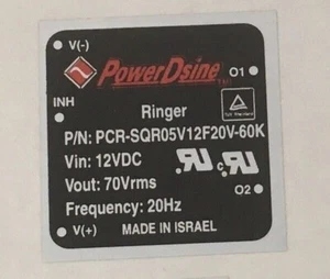 New RINGING GENERATOR PCR-SQR05V12F20V-60K In: 12 VDC Out: 70 Vrms 20Hz - Picture 1 of 6