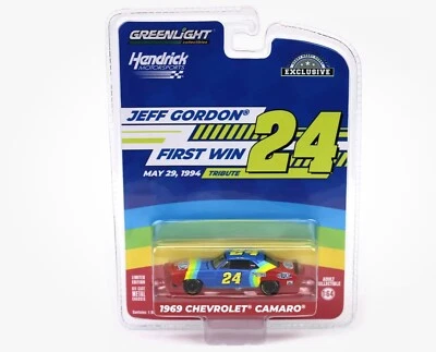 Chevrolet Camaro 1969 Greenlight #24 Jeff Gordon primera victoria 1:64 coche diecast Foto 1 de 4