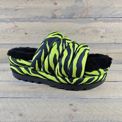 Mujer Plataforma UGG Maxi Tobogán Estampado Tigre Llave Lima/Negro Talla 8 Nuevo Con Etiquetas Foto 1 de 4