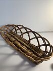 Vintage Rustic Bread Basket 14 in~Splint Willow Scalloped Edge Baguette Country