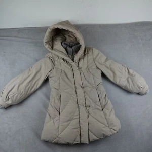 Swan Brand Jacket Women M Brown Hooded Quilted Down Feather Plumes Vintage - Picture 1 of 24
