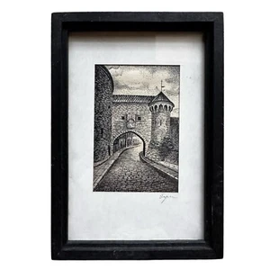 Original Vintage Etching Tallinn 1997 Pencil Signed by Estonian Artist - Picture 1 of 5