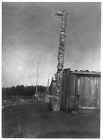Qagyuhl village at Fort Rupert,November 13,c1914,Edward S. Curtis,totem pole