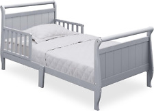 Delta Children Wood Sleigh Toddler Bed, Grey, Crib