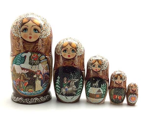 Russian Fairy Tale Silver Hoof Nesting DOLL Hand Carved Hand Painted Signed - Picture 1 of 6