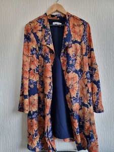 Aritzia Babaton Quincey Flowy Printed Trench Coat Duster Starboard Floral XXS - Picture 1 of 7