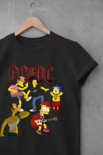 The Simpsons AC DC Band Men T-shirt Black Cotton Tee All Sizes S-5XL TA4603
