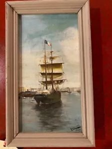 Dipinto a olio barca a vela marina mare velista dipinto lago modellino nave regata - Foto 1 di 6