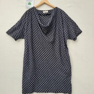 Toast Knee Length Shift Dress Women Size 14 Grey Check Short Sleeve Pocket - Picture 1 of 11