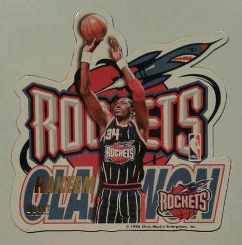 Hakeem Olajuwon Houston Rockets NBA basketball die-cut Fridge Magnet NOS 1996 Cover