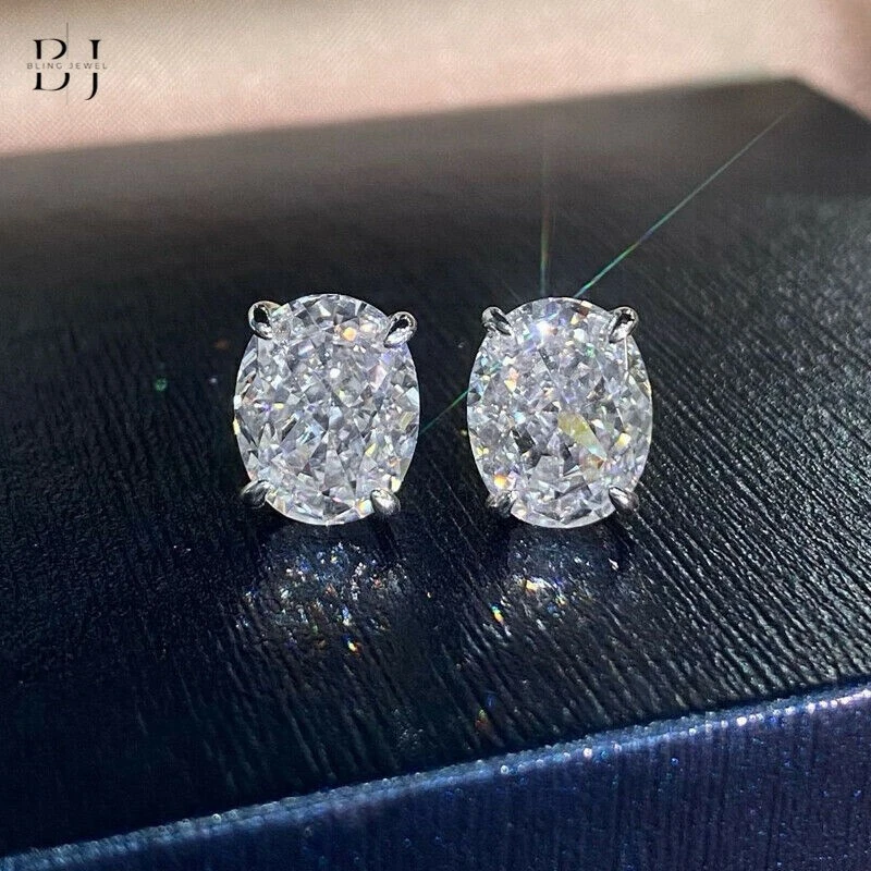 2.70 Carat Oval Cut Moissanite Stud Anniversary  Earrings Solid 14K White Gold - Image 1 of 4