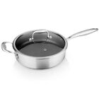 NutriChef Jumbo Cooker Triply Stainless Steel Cookware with Glass Lid - Silver