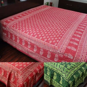 Handmade Dabu Hand Block Print Cotton Tapestry Bedspread Throw 72 x 106 inches - Picture 1 of 11