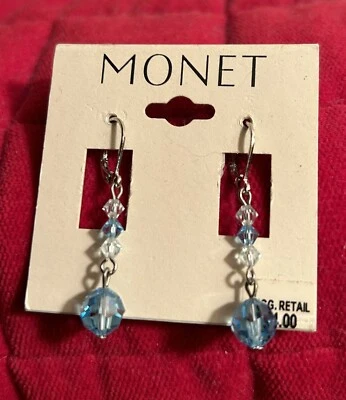Nuevos pendientes colgantes Monet azul cielo cristal transparente Foto 1 de 2