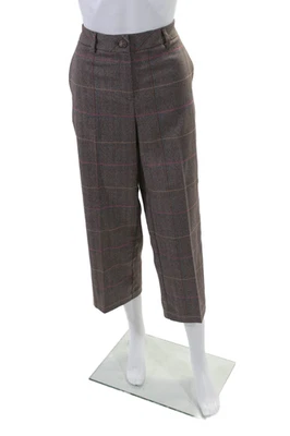 Pantalones cortos de tiro alto plisados a cuadros combo chocolate talla 8 Renuar para mujer Foto 1 de 4