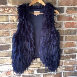 CHALECO ABIERTO BOHO PIEL SINTÉTICA AZUL SKIES ARE SIN MANGAS TALLA PEQUEÑA AZUL OSCURO TONO - Imagen 1 de 6