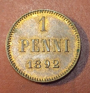 Finlandia * 1 penique *1892* Cobre * Alejandro III *Muy bueno *1++* - Foto 1 di 2