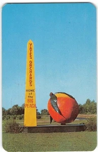 Vincennes, Indiana Yates Orchards "Home of the Big Peach" Postkarte am Straßenrand 1958 - Bild 1 von 2